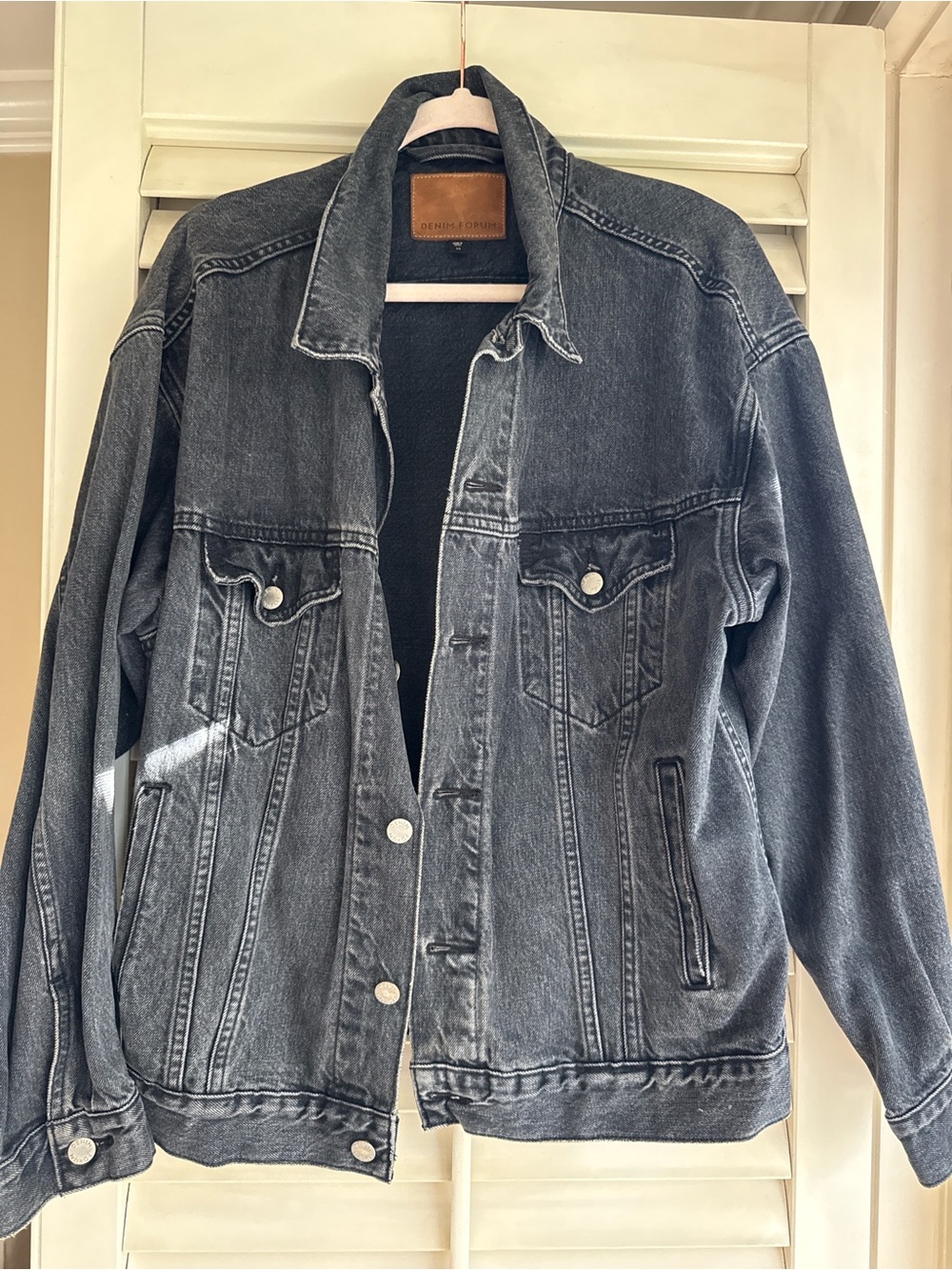 Denim Forum Black Washed Denim Trucker Jacket